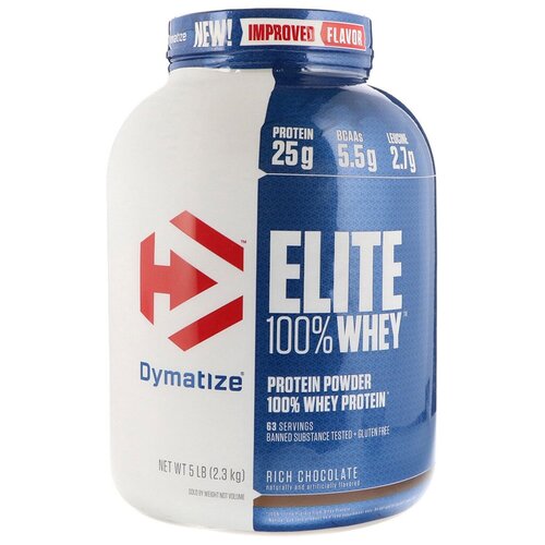 Протеин Dymatize Elite 100% Whey Protein, 2270 гр., шоколад raw protein isolate vanilla 1kg