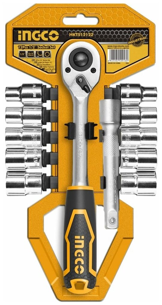 Набор головок 1/2" с трещоткой 12шт INGCO HKTS12122