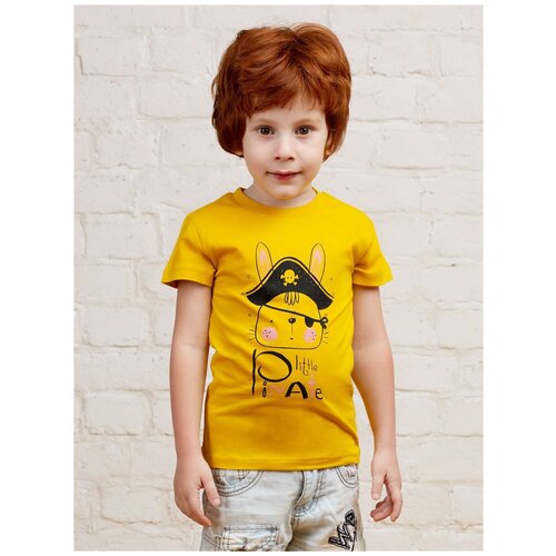 Футболка для мальчика Заяц, MOR, MOR-116010/желтый, размер 104 - 110