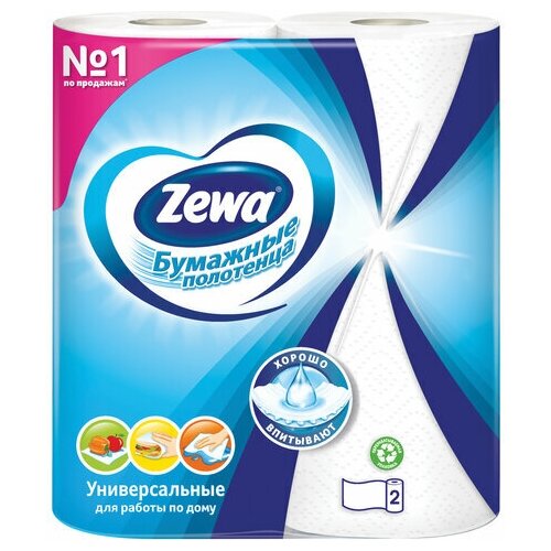 Полотенца бумажные 2-слойные Zewa, рулонные с тиснением, 2 рул/уп, 12 уп. (144001) бумажные салфетки zewa аромаколлекция 60 шт