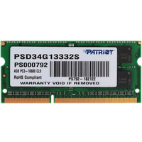 Память SODIMM DDR3 PC3-10600 Patriot PSD34G13332S, 4Гб, 1.5 В