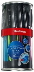 Ручка шариковая Berlingo Color Zone stick 0,7мм, синяя, прорезин корпус микс 285411