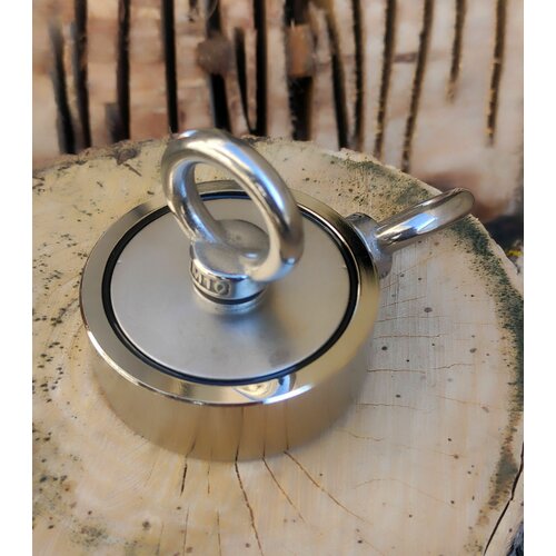 Поисковой магнит двухсторонний 2xF200 (диаметр 75мм / высота 25мм / 200кг)