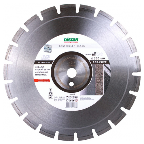 Диск алмазный DISTAR 1A1RSS/C1-W 350×3,2/2,2×9×25,4-21 F4 Bestseller Abrasive distar 1a1rss c3 w 450x3 8 2 8x12x25 4 32 f4 metеor