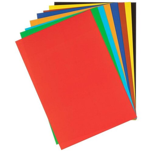 фото Картон цветной двусторонний hatber creative set (8 листов, 8 цветов, а4, мелованный, 195х280мм) в папке (8кц4_05934), 25 уп.