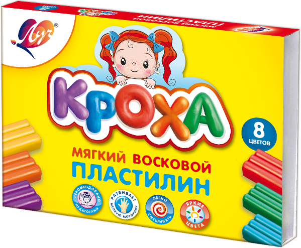 Пластилин мягкий восковой "Кроха" 8 цветов