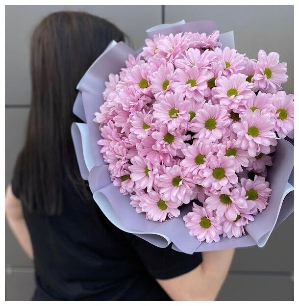 Букет розовые хризантемы 51 шт, красивый букет цветов, шикарный, премиум букет.