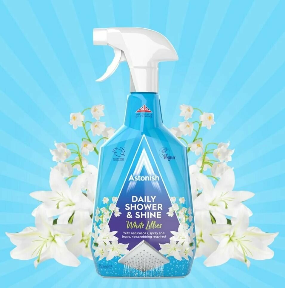 Антибактериальное средство для душевых кабин длительного действия Astonish Daily Shower Cleaner, 750 мл - фото №8