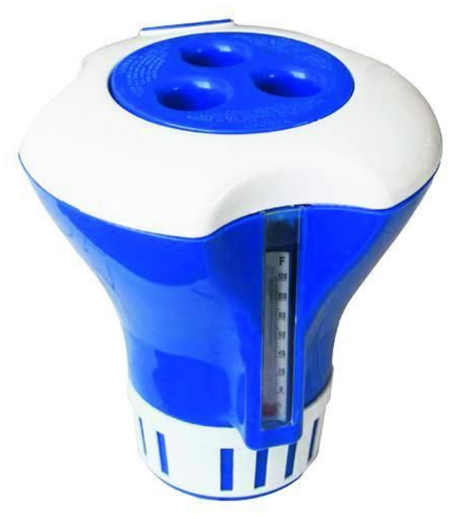 Плавающий дозатор 17.5 см с термометром для бассейна KF, синий, в подарок перчатка для пилинга - фотография № 4