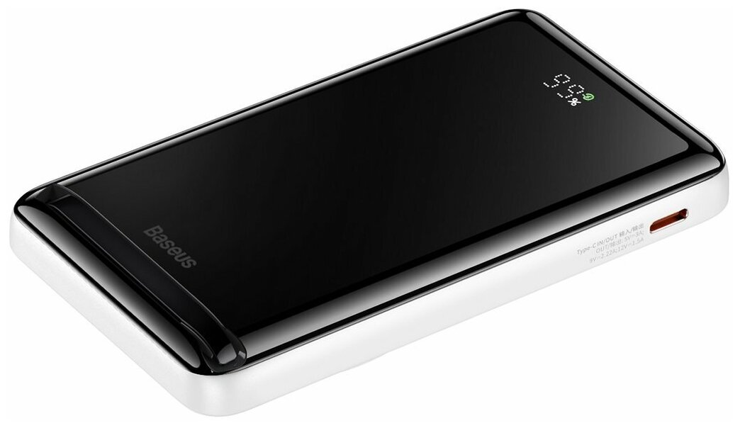 Внешний аккумулятор Baseus Magnetic Bracket Wireless Fast Charge Power Bank 10000mAh 20W белый (с кабелем Type-C-Type-C 60W(20V/3A) 50см) (PPCX000002)