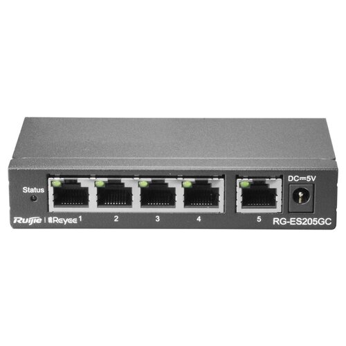 Коммутатор Ruijie Reyee RG-ES205GC 5 портов Gigabit Ethernet, коммутатор с облачным управлением 4 PoE/PoE+ порта, 54W коммутатор ruijie rg es105gd