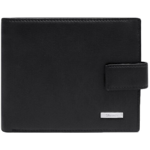 фото Кошелек prensiti, натуральная кожа, гладкая фактура, на кнопках, 2 отделения для банкнот, отделения для карт и монет, подарочная упаковка, черный
