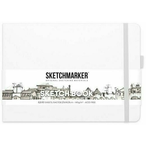 Скетчбук Sketchmarker, 210 х 148 мм, 80 листов, белый, блок 140 г/м2