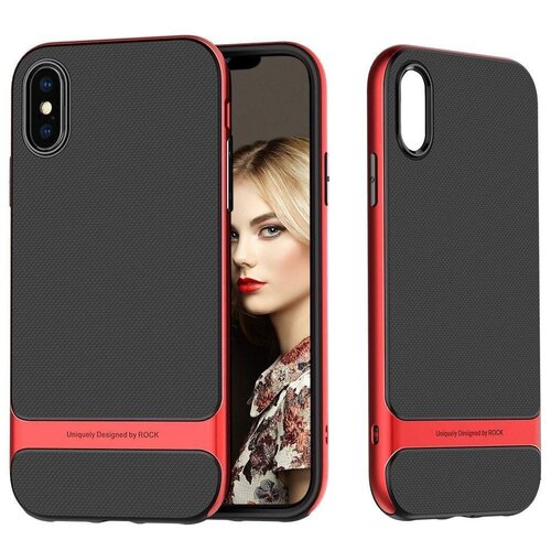 фото Двухкомпонентный tpu-pc чехол накладка rock royce series для apple iphone xs max - красный