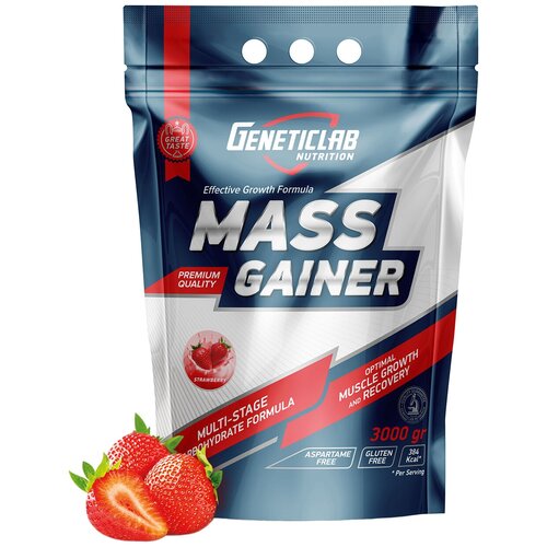 Гейнер Geneticlab Nutrition Mass Gainer, 3000 г, клубника