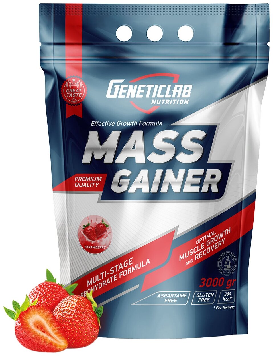 Гейнеры высокоуглеводные Geneticlab Nutrition Mass Gainer (3000 г) Клубника