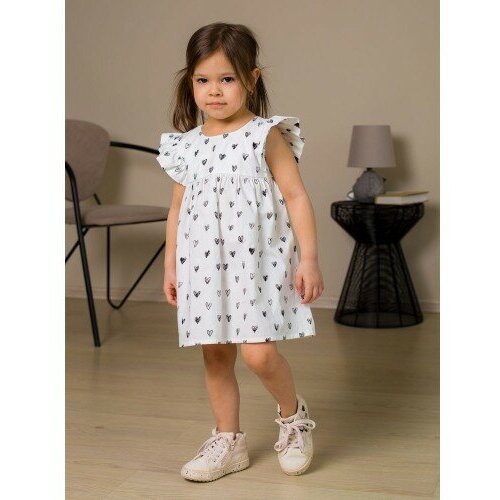 фото Платье mini di, хлопок, принт сердечки, размер 110, белый