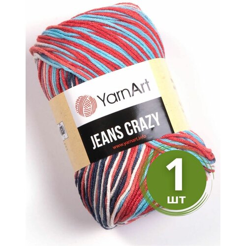 Пряжа YarnArt Jeans Crazy (Джинс Крейзи) - 1 моток 7208 Красно-синий принт, 55% хлопок, 45% полиакрил, 50 г 160 м