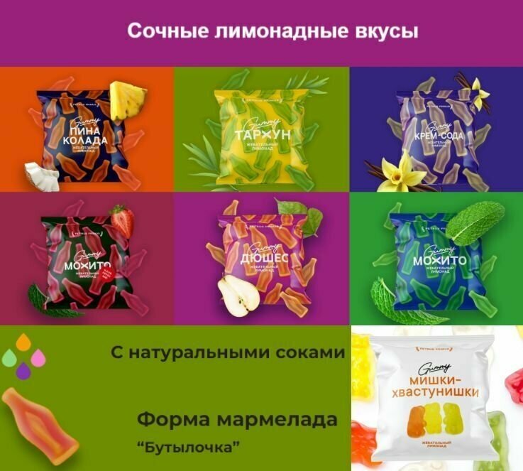 Мармелад жевательный Gummy "Ассорти" 7 шт по 70 г. - фотография № 1