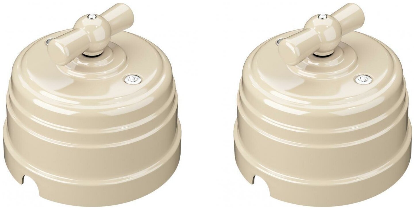 фото Выключатель Мезонинъ Усадьба поворотный на 4 положения слоновая кость для открытой проводки (комплект из 2 шт)