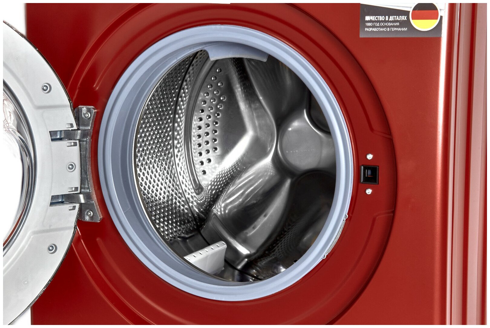 Узкая стиральная машина, 84.5x59.7x41.6 см, загрузка фронтальная, 6кг, до 1200 об/мин при отжиме, A++, LED дисплей, красная - фотография № 6