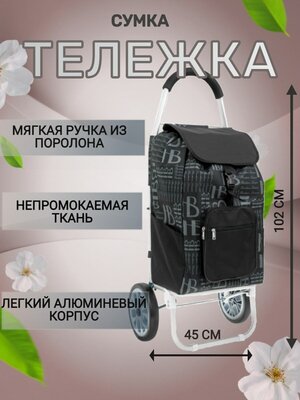 Сумка-тележка , 50 л, 35х100х45 см, ручная кладь, черный