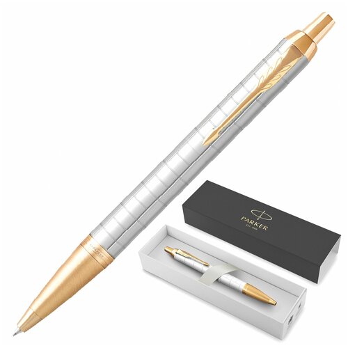 Ручка шариковая PARKER IM Premium Pearl GT, жемчужный лак, позолота, синяя, 2143643, 143854 parker шариковая ручка parker im premium warm grey gt