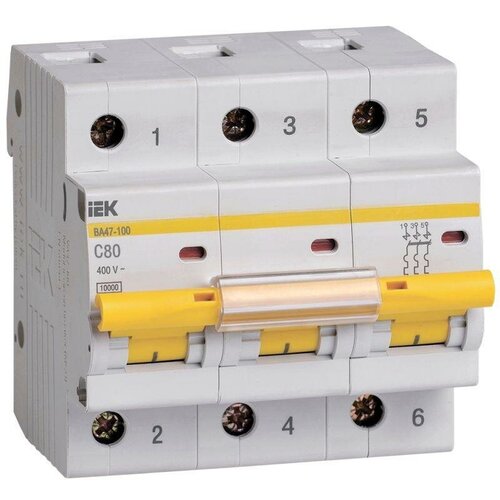 Выключатель автоматический модульный IEK Выключатель автоматический модульный iek karat автоматический выключатель ва 47 100 3р 80а 10 ка х ка с mva40 3 080 c