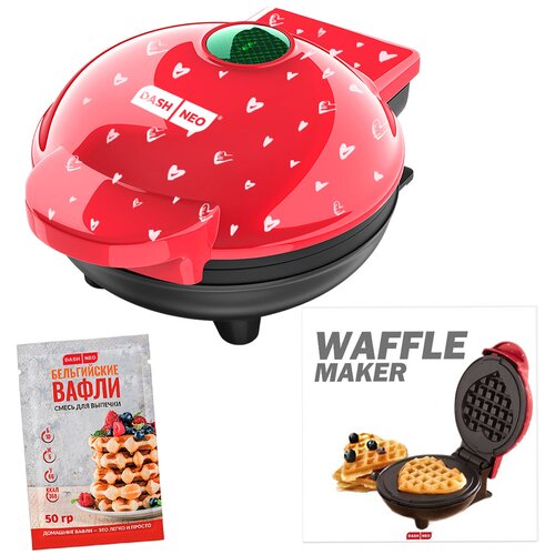 Вафельница электрическая для венских и бельгийских вафель красная DASH NEO 12 x 9 см 93700₽