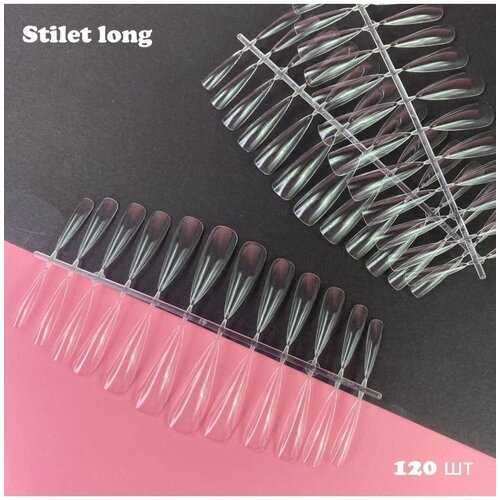 Гелевые типсы Long глянцевые Stilet 120 шт