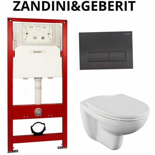 Комплект инсталляция Zandini+система смыва Geberit+унитаз подвесной Vitra Norm Fit 6855B099-1777