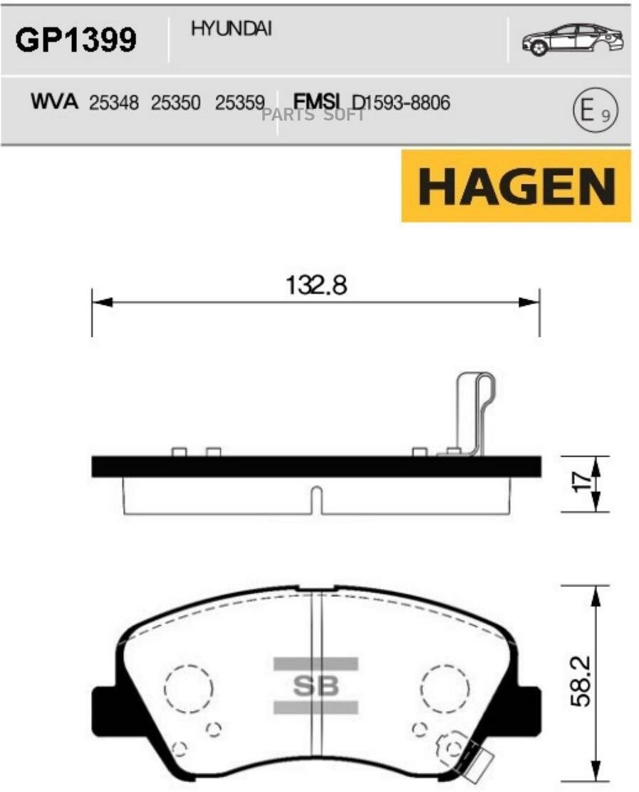 SANGSIN BRAKE GP1399 Колодки передние HYUNDAI SOLARIS 2010- GP1399