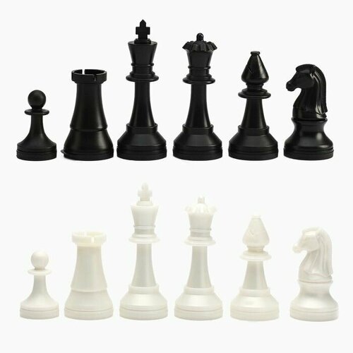 Шахматные фигуры турнирные, пластик, король h-105 см, пешка h-5 см