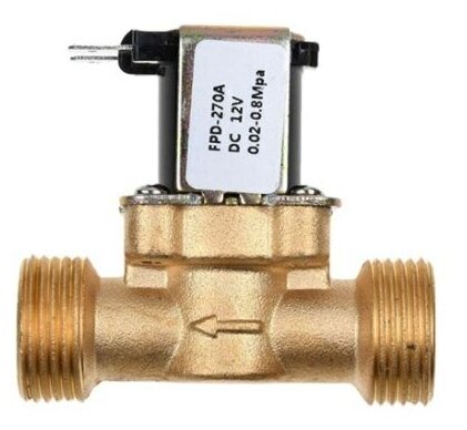 Электромагнитный водопроводный клапан 3/4", латунь, до 80 C, 12В DC FPD-270A