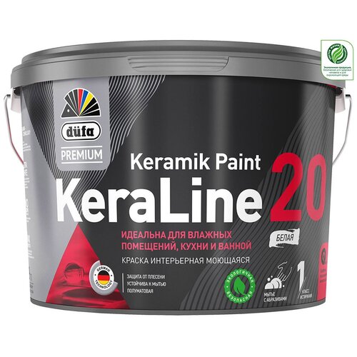 Краска акриловая Dufa Premium KeraLine 20 полуматовая бесцветный 0.9 л 1.26 кг