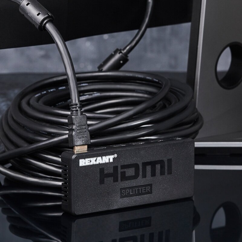 HDMI-делитель REXANT сплиттер 1x4 для деления аудио и видео сигнала на несколько устройств