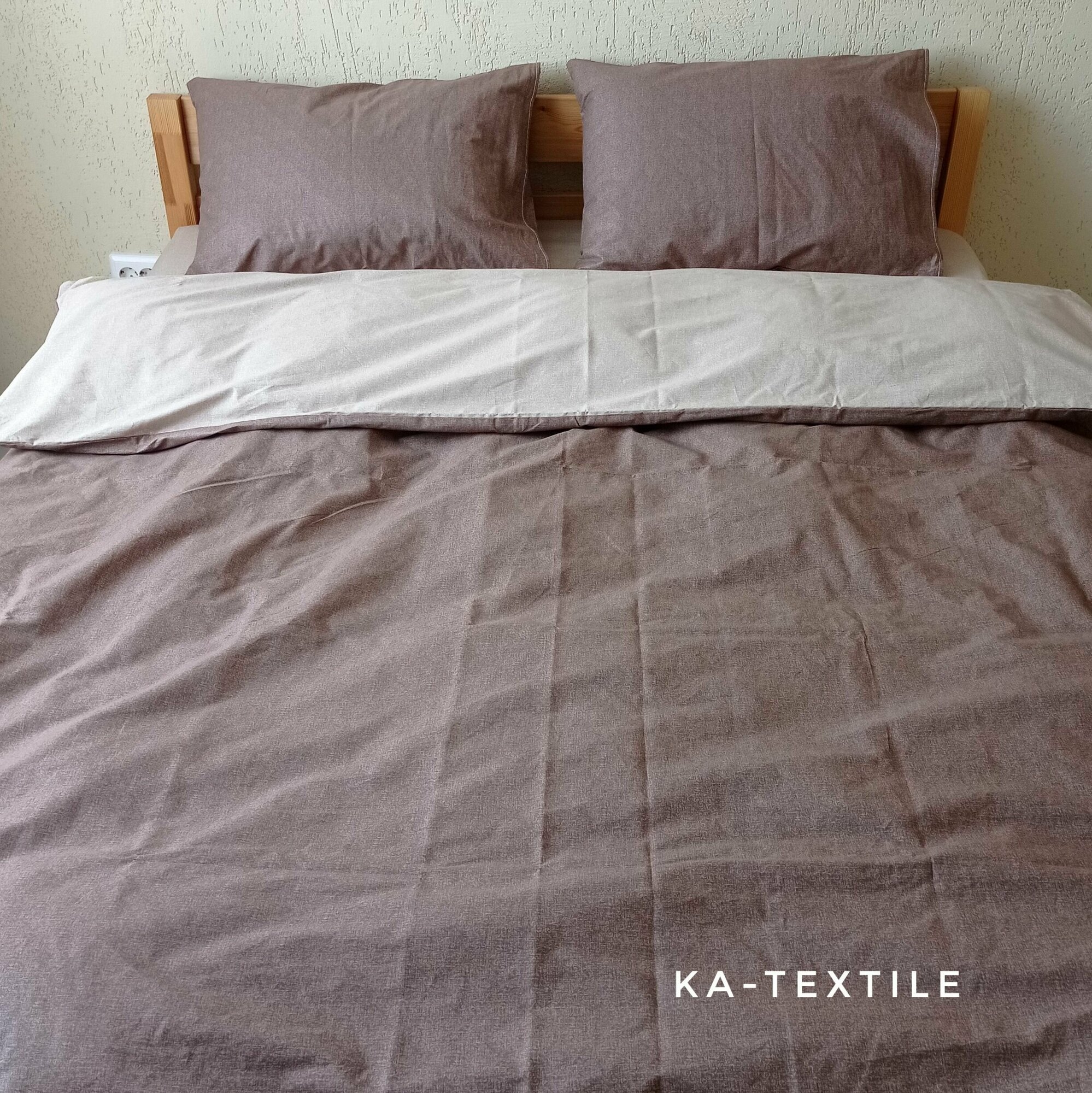 Комплект постельного белья KA-textile, Перкаль, 2-х спальный, наволочки 50х70, простыня 180х200на резинке, Меркури шоколад — фото 1