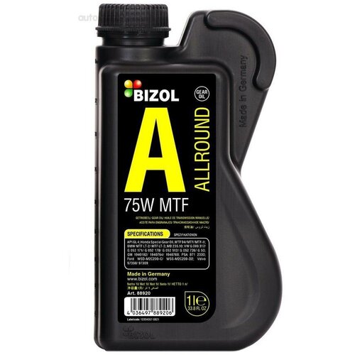 BIZOL 88920 Масло трансмиссионное 75W BIZOL 1л НС-синтетика Allround Gear Oil MTF GL4