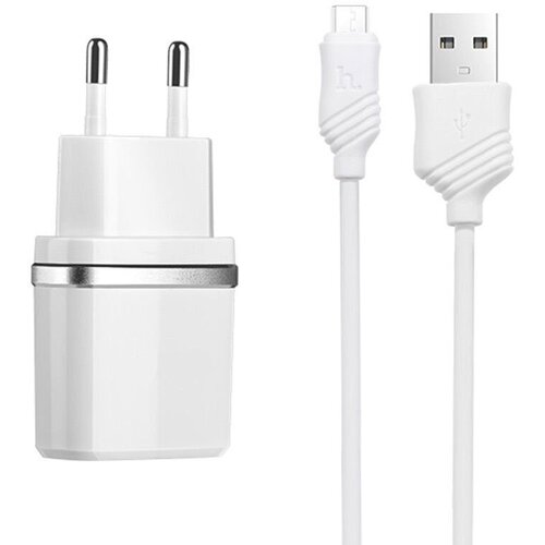 Зарядное устройство + кабель Micro USB, C11 Single Smart USB Charger, белое