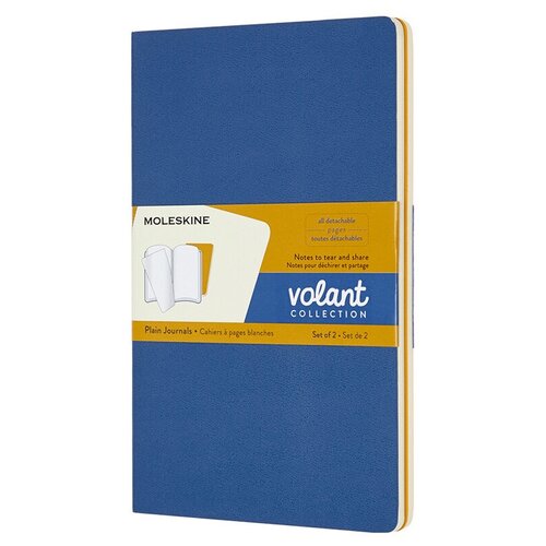 Блокнот Moleskine VOLANT QP723B41M17 Large 130х210мм 96стр. нелинованный мягкая обложка синийжелтый