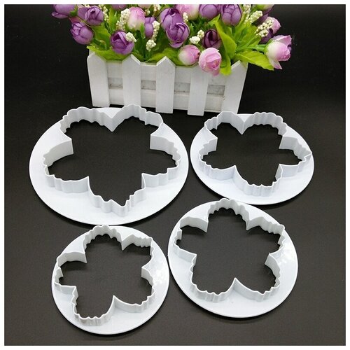 Набор вырубок для теста, мастики Пион 4 шт