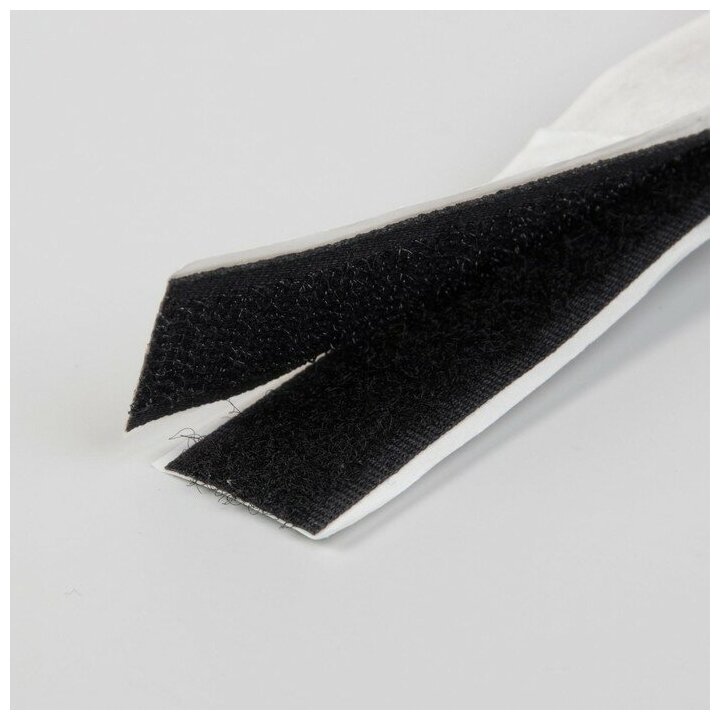 Липучка на клеевой основе, 20 мм × 100 ± 5 см, цвет чёрный