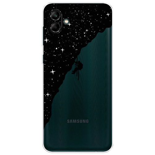 Силиконовый чехол на Samsung Galaxy A04 / Самсунг Галакси A04 Скалолаз в космосе, прозрачный