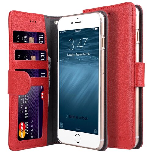 Кожаный чехол книжка Melkco для iPhone 7 Plus/8 Plus - Wallet Book ID Slot Type - красный