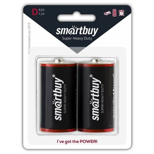 Батарейка SmartBuy Super Heavy Duty D R20, в упаковке: 2 шт. батарейка солевая d mono r20 gp powerplus 3 шт