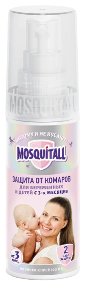 Средство защиты от комаров Mosquitall Молочко-спрей 100ml 6885253 - фотография № 3