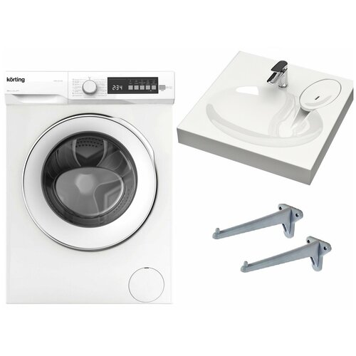 Стиральная машина Korting KWM 42L1065 с раковиной Смайл 55 над стиральной машиной 5359100₽