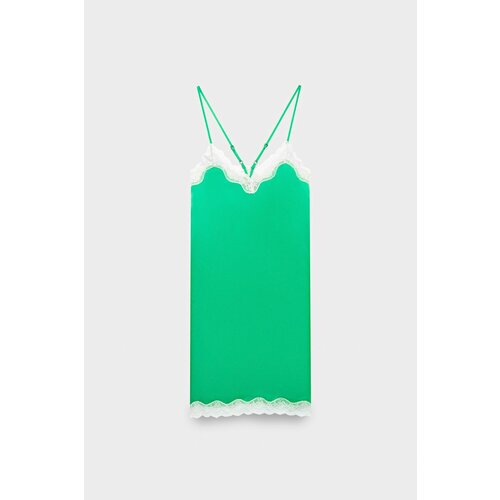 фото Платье-комбинация love stories, в бельевом стиле, прямой силуэт, мини, открытая спина, размер 46, зеленый