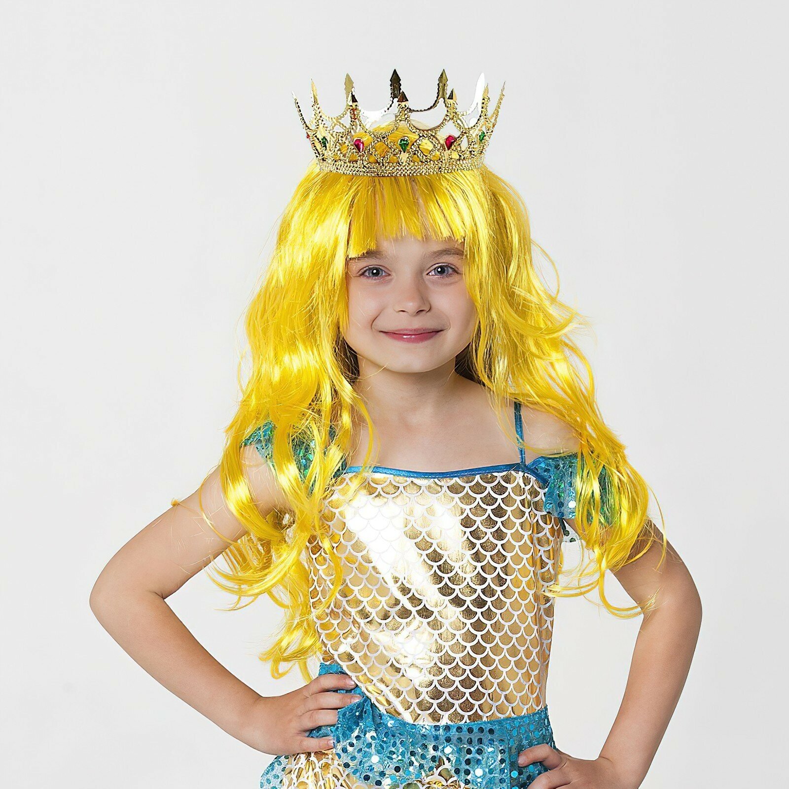 Карнавальный набор "Принцесса золотая", парик, корона