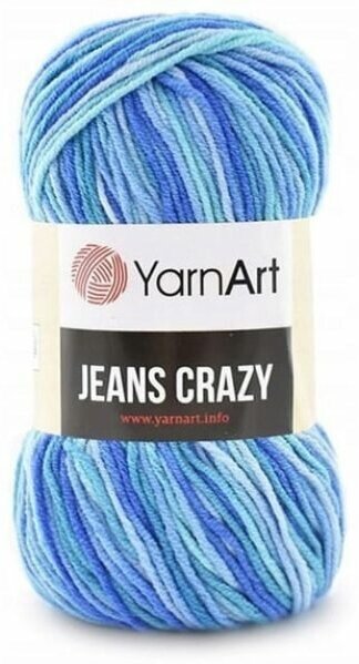 Пряжа YarnArt Jeans CRAZY синий-голубой-бирюза (8212), 55%хлопок/45%акрил, 160м, 50г, 1шт